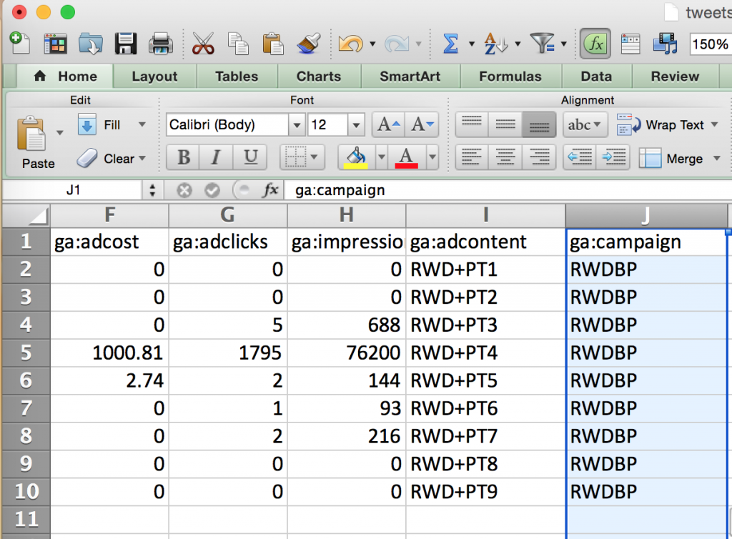 Formatting Campaign Cost Data Google Analytics
