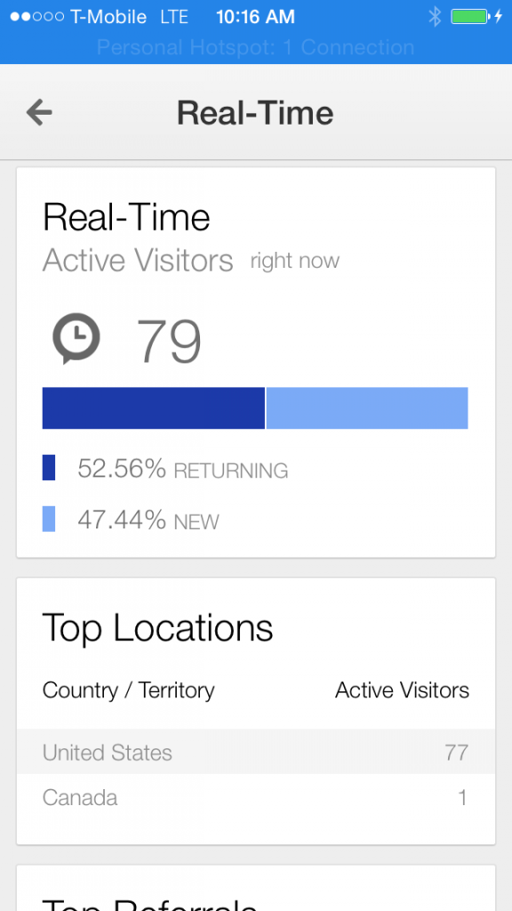 Google Analytics iOS App Real Time Overview