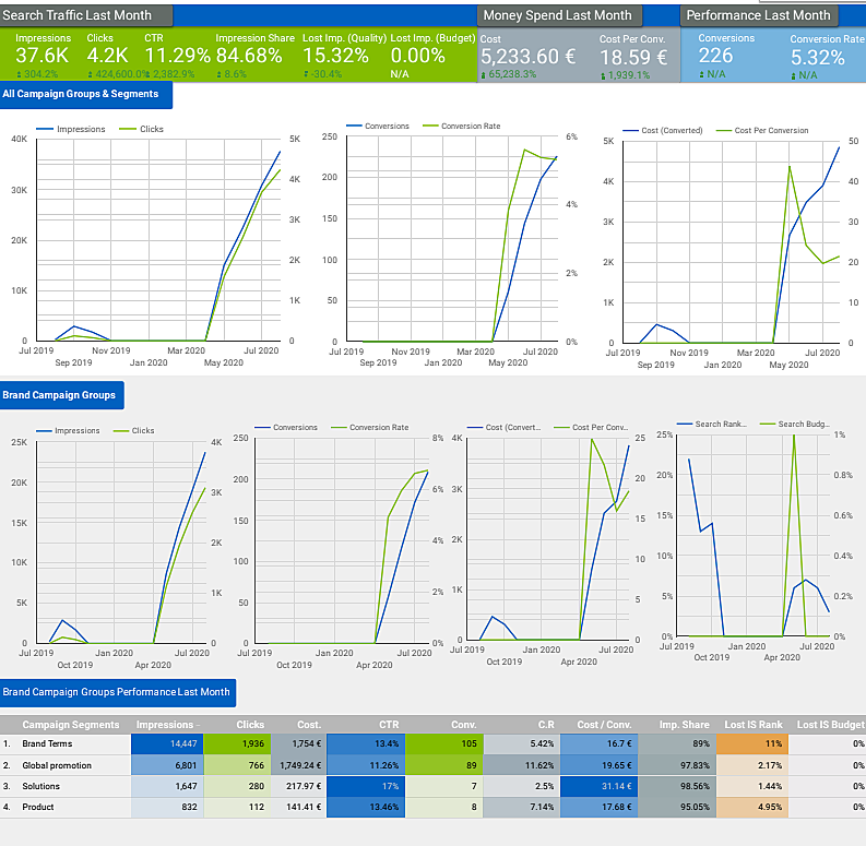 Paid Search looker Studio Example