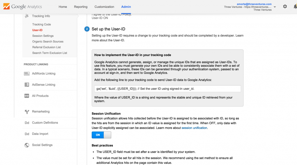 Setting Up The USER ID Code Universal Analytics