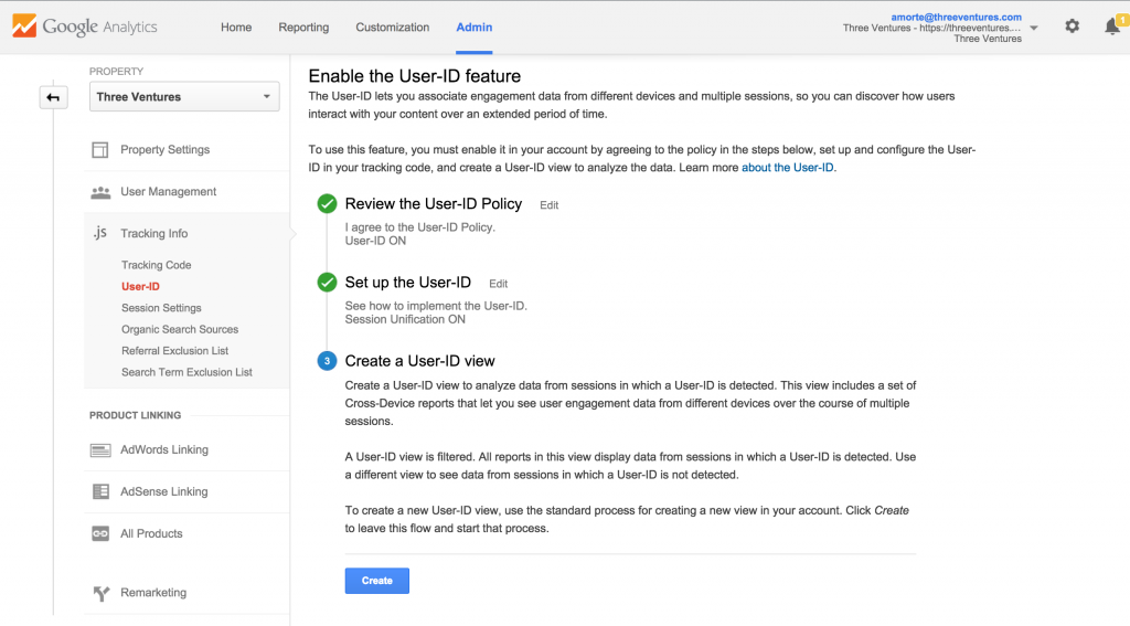 Creating a User ID View Universal Analytics