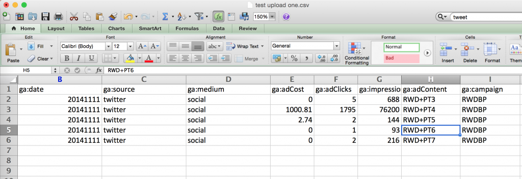Final Format Of Cost Data File For Upload Google Analytics