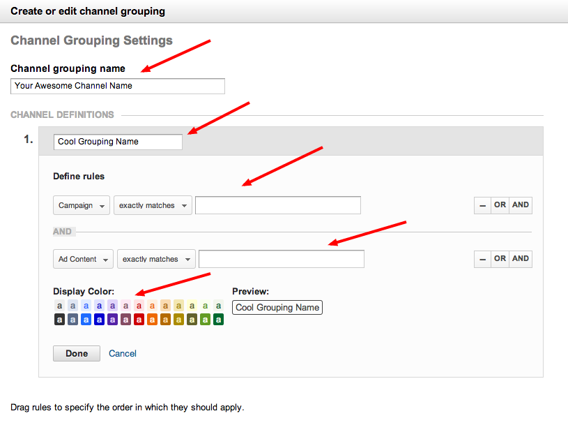 Create Custom Channel Groupings