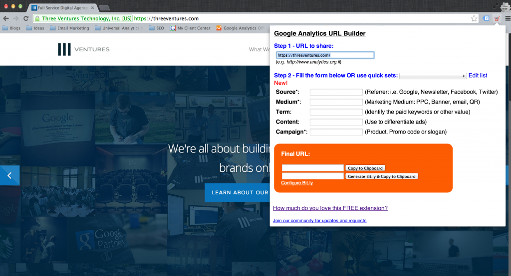 Google Analytics URL Builder Chrome Plugin