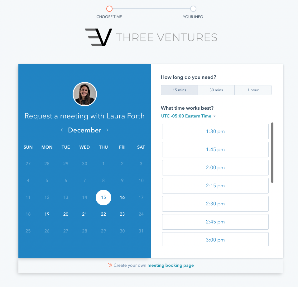 A HubSpot Scheduling Page